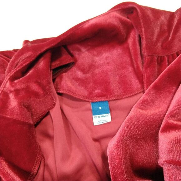 Old Navy Waist Defined Velvet Peplum Top Size S NWT Puff Sleeve Pink Stretch - Picture 6 of 8